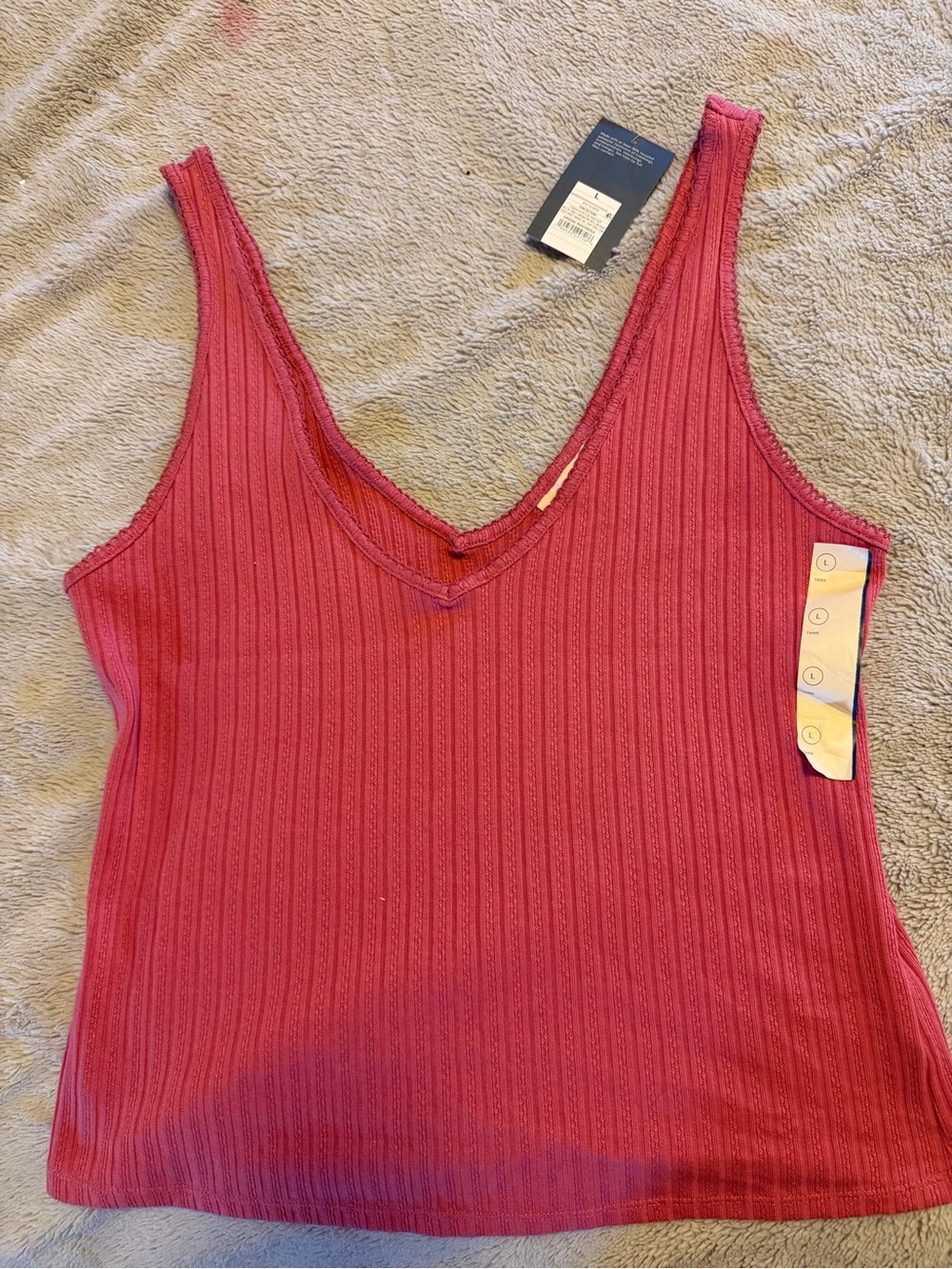 NWT: Women’s Ribbed V-Neck Tank Top - Pink
